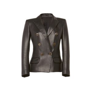 Exotic Double Breasted Button Leather Blazer