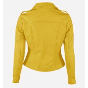 Women Yellow Biker Sheepskin Leather Jacket