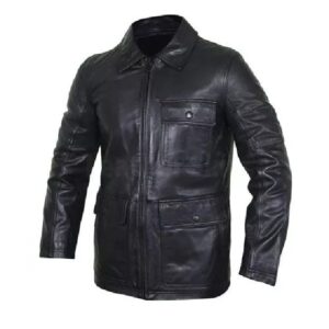 Biker Style Flap Pockets Leather Jacket