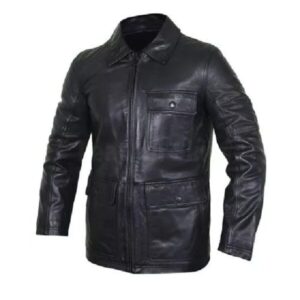 Biker Style Flap Pockets Leather Jacket