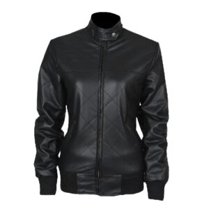 Women Emma Stone Double Tap Leather Jacket