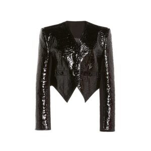 Women Exotic Cropped Vegan Leather Top