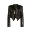 Women Exotic Cropped Vegan Leather Top - Image 3