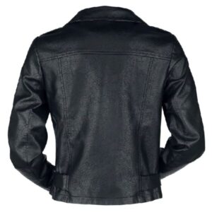 Black Studs Imitation Leather Jacket
