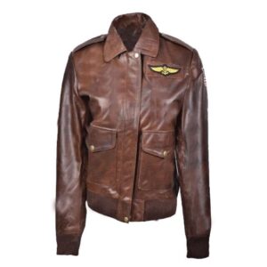 Women Flight Aviator Bomber Sheepskin Leather Jacket