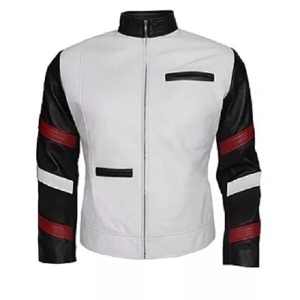 Classic Vintage White Mens Leather Jacket