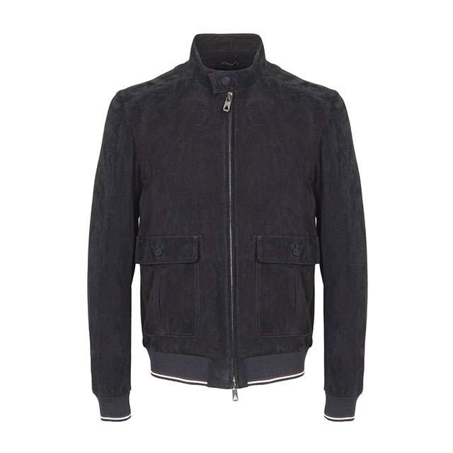 Men’s Navy Blue Biker Bomber Suede Leather Jacket