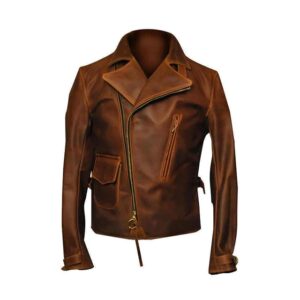 Women Brown Sheepskin Biker Leather jacket