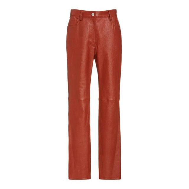 Cindy Straight Cut Rust Sheepksin Leather Pants