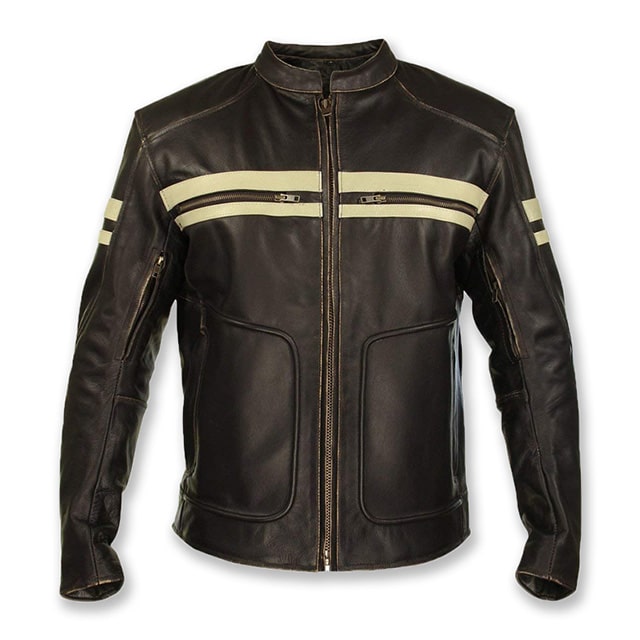 Classic Vintage Brown Skull Emblem Biker Leather Jacket