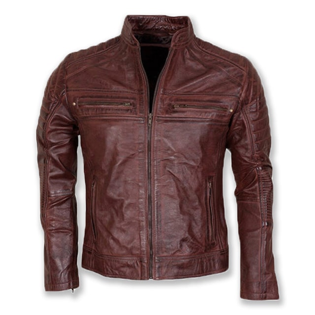 Classic Vintage Choco Brown Biker Mens Leather Jacket