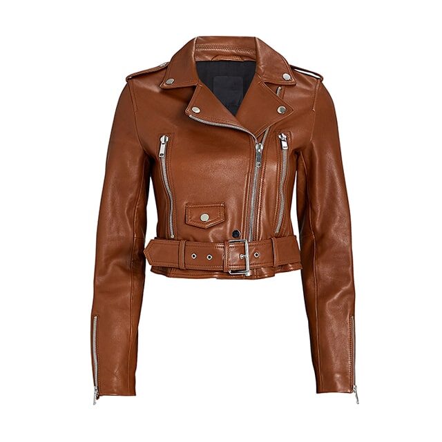 Women’s Cropped Designer Biker Leather Jacket