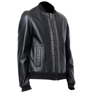 Designer Metal Studded Bomber Jacket