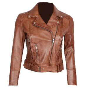 Elisa Women’s Light Brown Leather Jacket