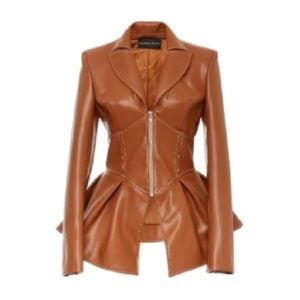 Female Fashion Peplum Leather Flared Corset Jacket