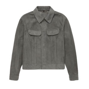 Men Slim-Fit Suede Trucker Leather Jacket