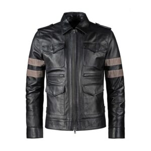 Men Leon Kennedy Sheepskin Leather Jacket