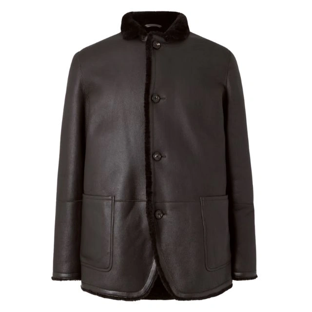 Loro Piana Shearling Trimmed Leather Coat