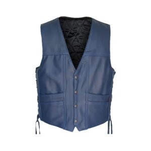 Men’s Blue Cruiser Leather Vest
