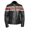 Mens Black Genuine Lambskin Striped Leather Jacket