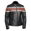 Mens Black Genuine Lambskin Striped Leather Jacket - Image 2