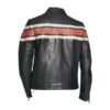 Mens Black Genuine Lambskin Striped Leather Jacket - Image 3