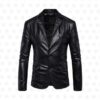 Mens Lapel Collar Leather Jacket