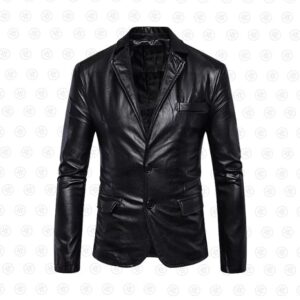 Mens Lapel Collar Leather Jacket