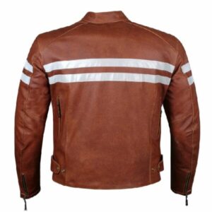 Men’s Brown Cowhide Leather Jacket Motorcycle