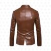 Mens Lapel Collar Leather Jacket - Image 5
