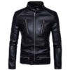 Mens Casual Slim Fit Lambskin Leather Biker Jacket - Image 3