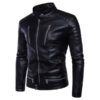 Mens Casual Slim Fit Lambskin Leather Biker Jacket - Image 6
