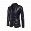 Mens Lapel Collar Leather Jacket - Image 6