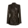 Women  Double Breasted Sheepskin Leather Blazer