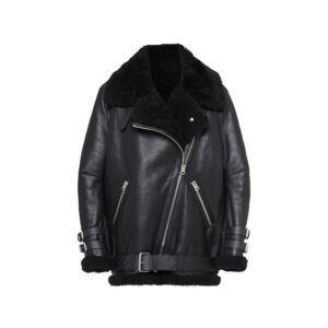 Women Leather Velocite Oversized Shearling Jacket