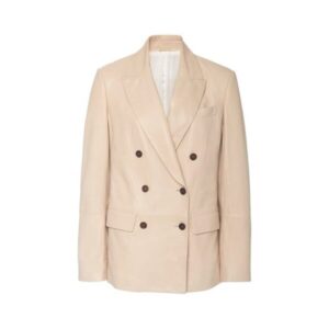 Pastel Pink Genuine Lambskin Leather Blazer