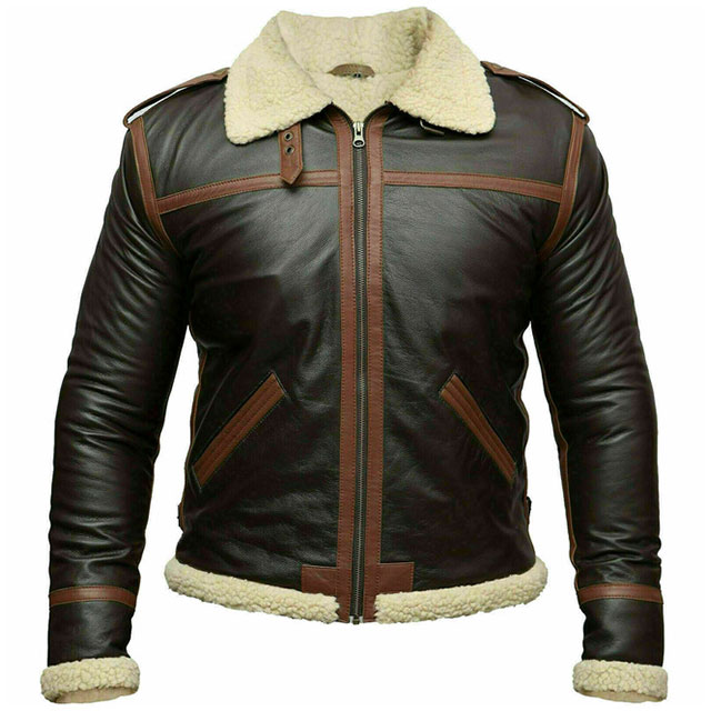 RAF B-3 Bomber Distressed Brown Flight Aviator Leather Jacket