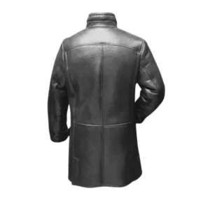 Ralph’s Black Long Sheepskin Leather Coat for Men