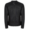Men Black Keith Leather Café Racer Jacket
