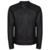 Men Black Keith Leather Café Racer Jacket - Image 2