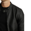Men Black Keith Leather Café Racer Jacket - Image 3