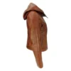 Sasha Womens Brown Hooded Leather Jacket - Image 2