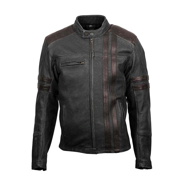 Mens Scorpion Distressed Black Leather Jacket