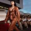 Women Stylish Genuine Leather Tie Knot on Waist Pants - Image 3