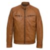 Tan Sheepskin Mens Leather Trucker Jacket