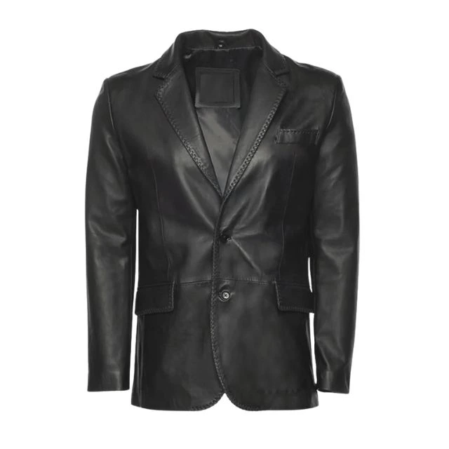 Men’s Black Western Design Leather Blazer