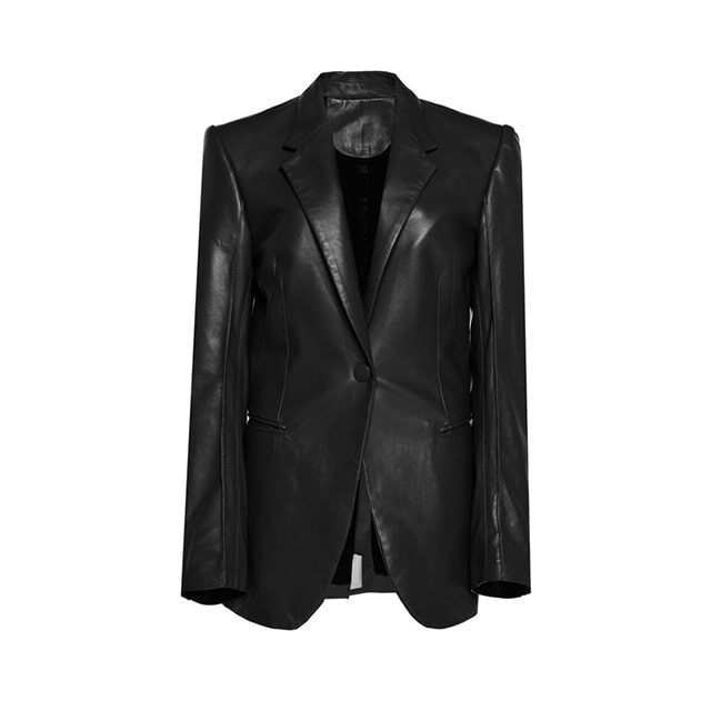 Women Black Designer Leather Blazer Jacket