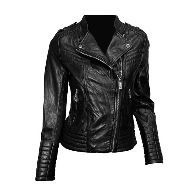 Women Black Stylish Lambskin Leather Jacket