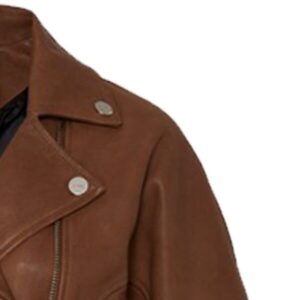 Women Brown Waxed Leather Jacket