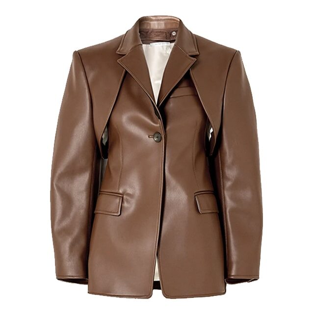 Women Convertible Lambskin Leather Blazer